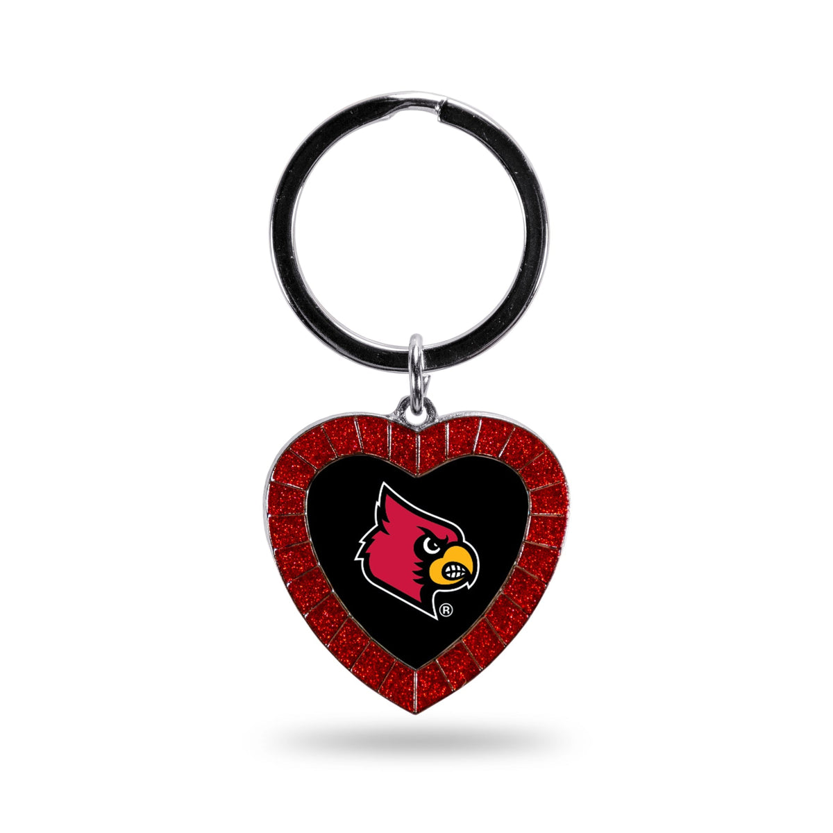 Louisville Red Rhinestone Heart Keychain