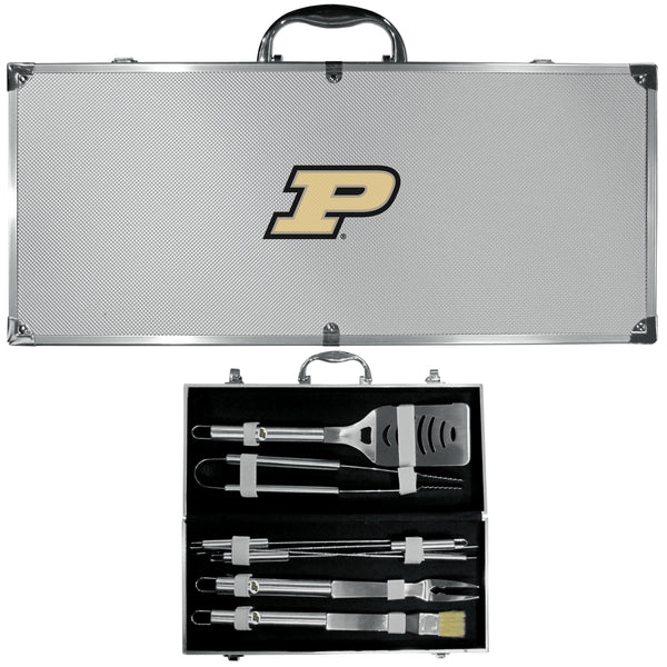 Purdue Boilermakers 8 pc Stainless Steel BBQ Set w/Metal Case