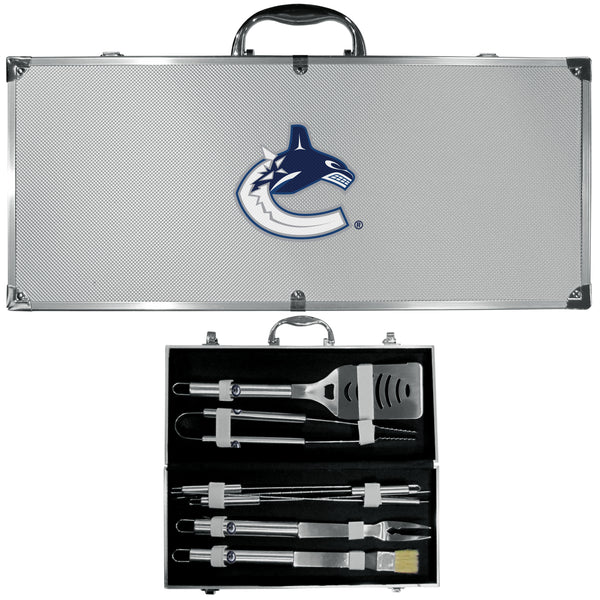 Vancouver Canucks® 8 pc Stainless Steel BBQ Set w/Metal Case