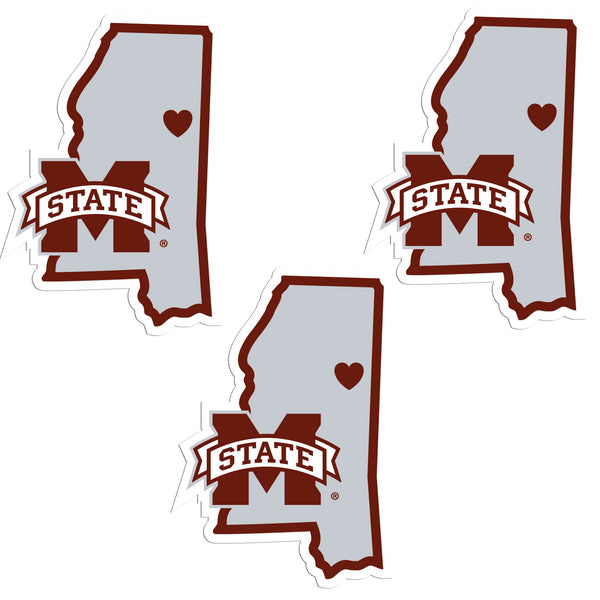 Mississippi St. Bulldogs Home State Decal, 3pk