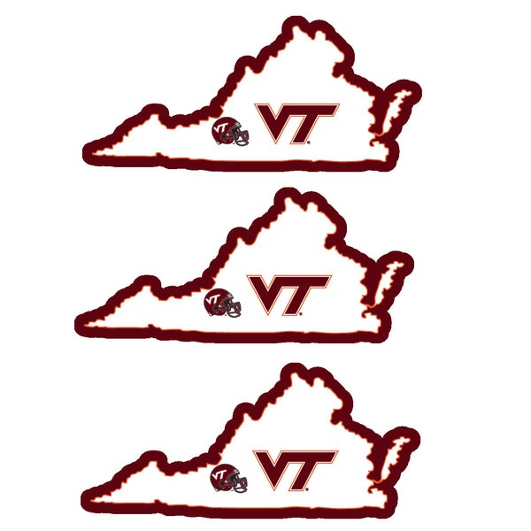 Virginia Tech Hokies Home State Decal, 3pk