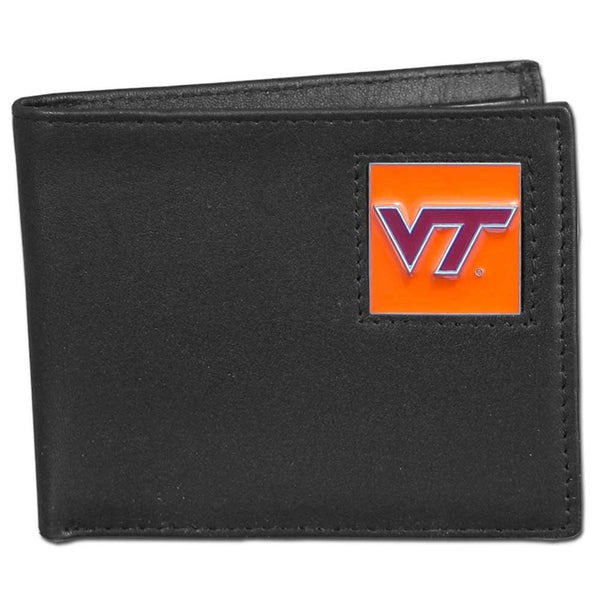 Virginia Tech Hokies Leather Bi-fold Wallet Packaged in Gift Box