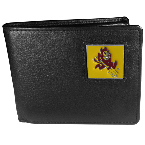 Arizona St. Sun Devils Leather Bi-fold Wallet Packaged in Gift Box