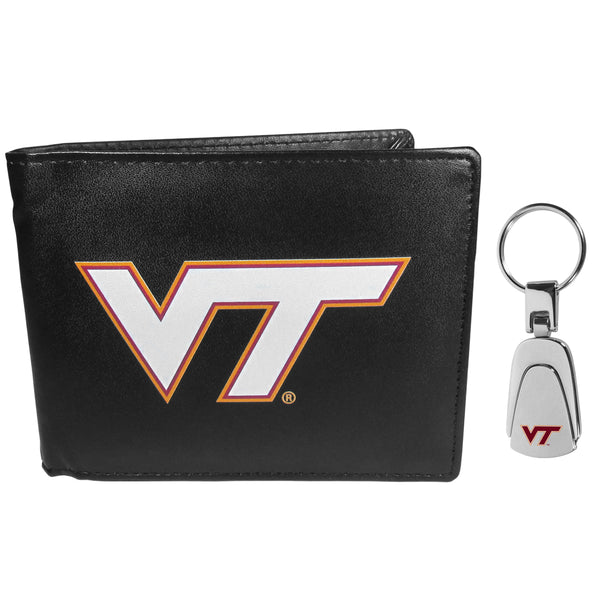 Virginia Tech Hokies Bi-fold Wallet & Steel Key Chain