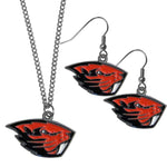 Oregon St. Beavers Dangle Earrings and Chain Necklace Set