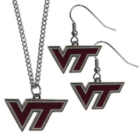 Virginia Tech Hokies Dangle Earrings and Chain Necklace Set