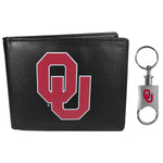 Oklahoma Sooners Leather Bi-fold Wallet & Valet Key Chain