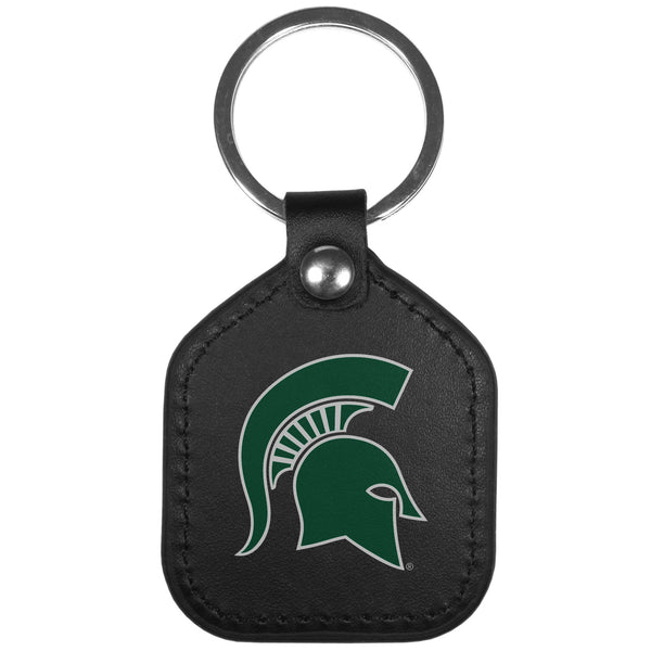 Michigan St. Spartans Leather Square Key Chains