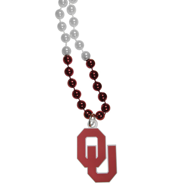 Oklahoma Sooners Mardi Gras Bead Necklace