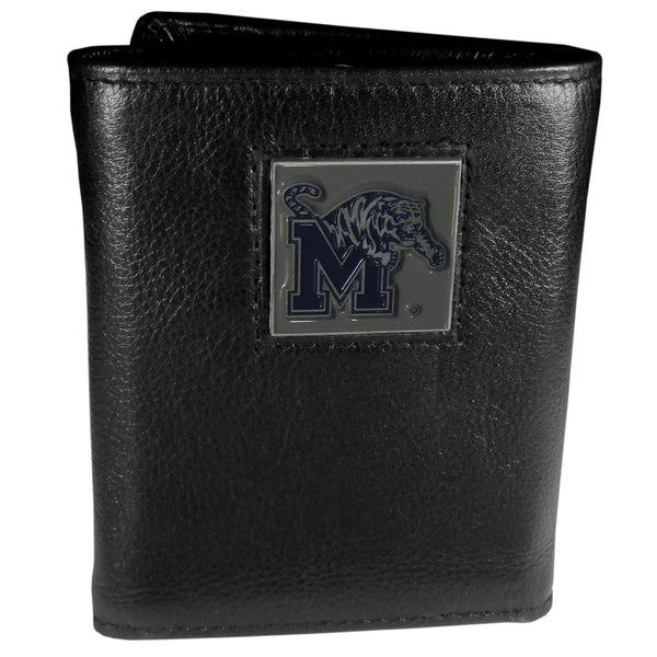 Memphis Tigers Deluxe Leather Tri-fold Wallet Packaged in Gift Box