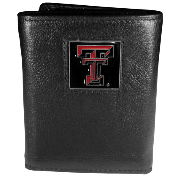Texas Tech Raiders Deluxe Leather Tri-fold Wallet Packaged in Gift Box