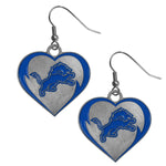 Detroit Lions Heart Dangle Earrings