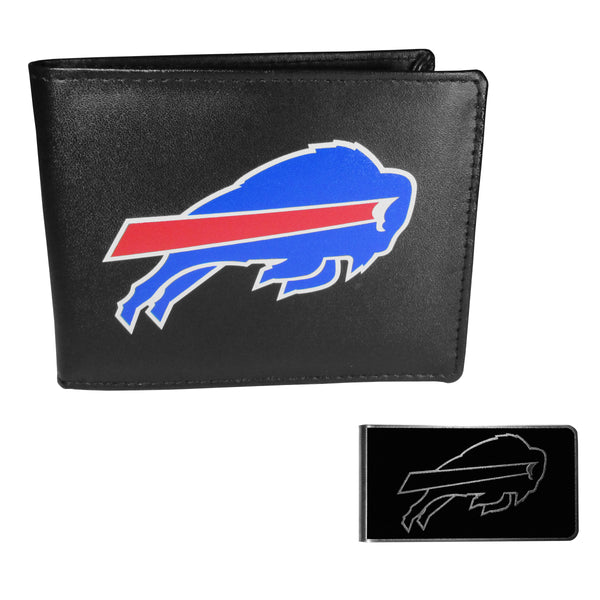 Buffalo Bills Leather Bi-fold Wallet & Black Money Clip