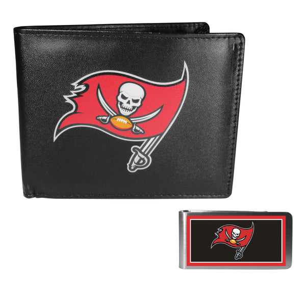 Tampa Bay Buccaneers Leather Bi-fold Wallet & Color Money Clip