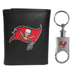 Tampa Bay Buccaneers Leather Tri-fold Wallet & Valet Key Chain