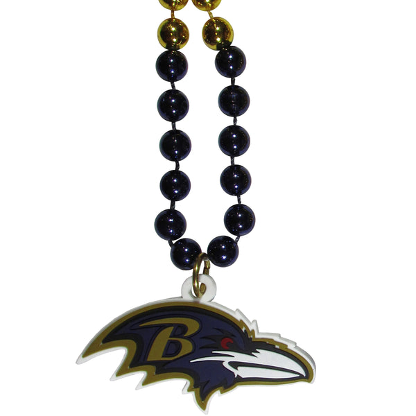 Baltimore Ravens Mardi Gras Bead Necklace