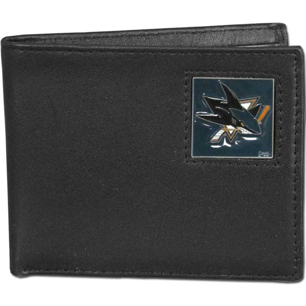 San Jose Sharks® Leather Bi-fold Wallet Packaged in Gift Box