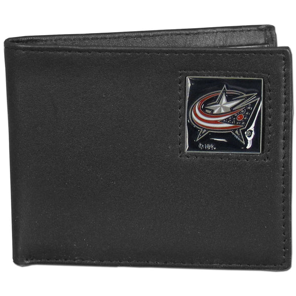 Columbus Blue Jackets® Leather Bi-fold Wallet Packaged in Gift Box