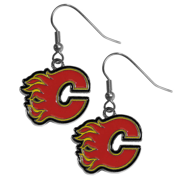 Calgary Flames® Chrome Dangle Earrings
