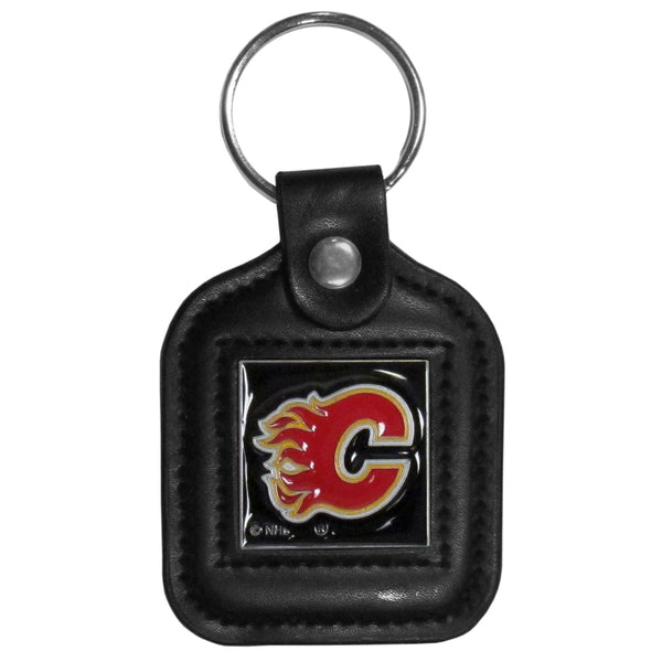 Calgary Flames® Square Leatherette Key Chain