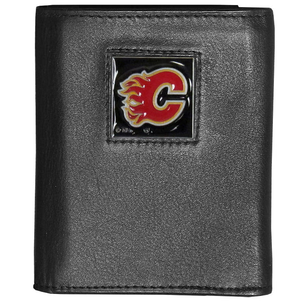 Calgary Flames® Deluxe Leather Tri-fold Wallet