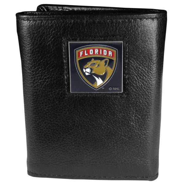 Florida Panthers® Deluxe Leather Tri-fold Wallet Packaged in Gift Box