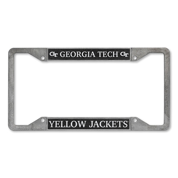 Georgia Tech Yellow Jackets 4-Corner Pewter Style License Plate Frame