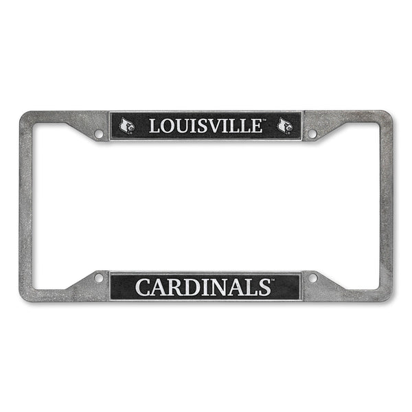 Louisville Cardinals 4-Corner Pewter Style License Plate Frame