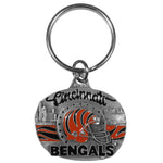 Cincinnati Bengals Oval Carved Metal Key Chain