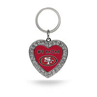 Wholesale # 1 Mom 49ers Rhinestone Heart Keychain