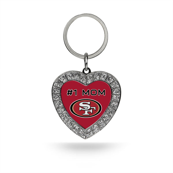 Wholesale # 1 Mom 49ers Rhinestone Heart Keychain