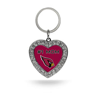 Wholesale # 1 Mom AZ Cardinals Rhinestone Heart Keychain