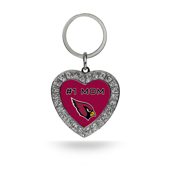 Wholesale # 1 Mom AZ Cardinals Rhinestone Heart Keychain