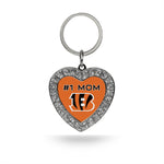 Wholesale # 1 Mom Bengals Rhinestone Heart Keychain