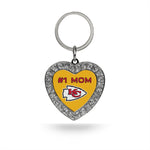 Wholesale # 1 Mom Chiefs Rhinestone Heart Keychain