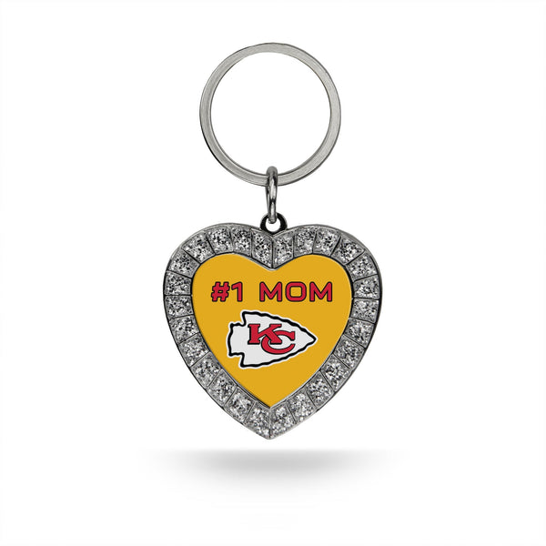 Wholesale # 1 Mom Chiefs Rhinestone Heart Keychain