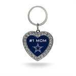 Wholesale # 1 Mom Cowboys Rhinestone Heart Keychain