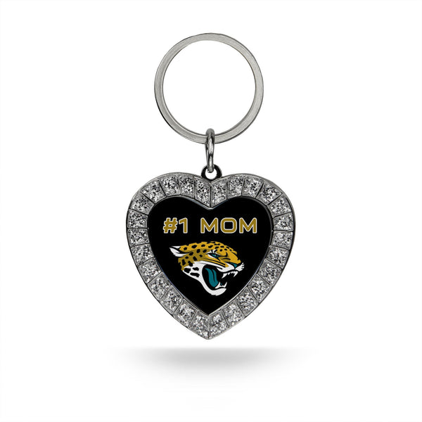 Wholesale # 1 Mom Jaguars Rhinestone Heart Keychain