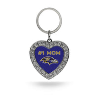 Wholesale # 1 Mom Ravens Rhinestone Heart Keychain