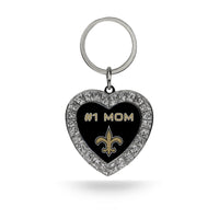 Wholesale # 1 Mom Saints Rhinestone Heart Keychain