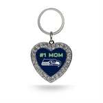 Wholesale # 1 Mom Seahawks Rhinestone Heart Keychain