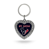 Wholesale # 1 Mom Texans Rhinestone Heart Keychain