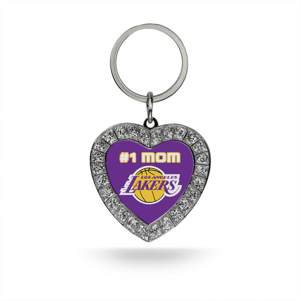 Wholesale #1 Mom Lakers Rhinestone Heart Keychain