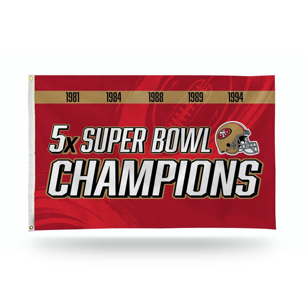 49Ers 5 Time Super Bowl Champs Banner Flag