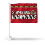 Wholesale 49Ers 5 Time Super Bowl Champs Car Flag