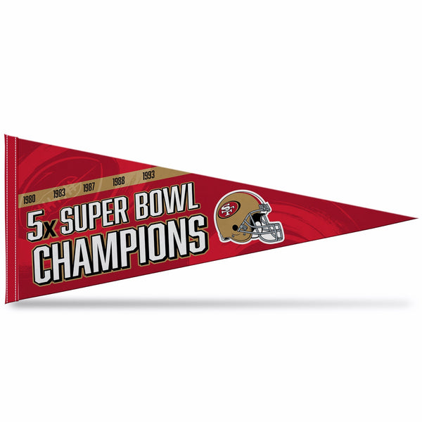 Wholesale 49Ers 5 Time Super Bowl Champs Soft Felt Carded Pennant (12X30)