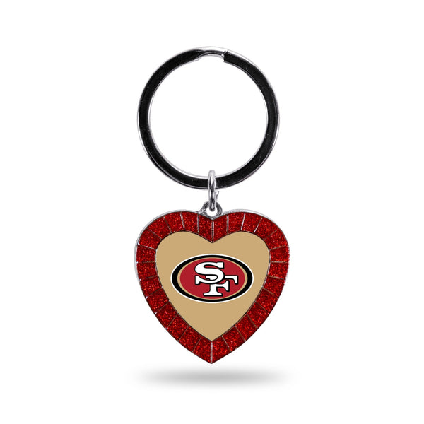 Wholesale 49ers Red Rhinestone Heart Keychain