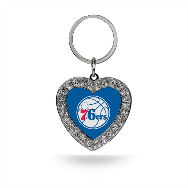 Wholesale 76ers Blue Rhinestone Heart Keychain
