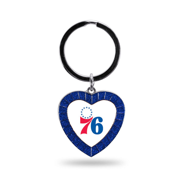 Wholesale 76ers Colored Rhinestone Heart Keychain - Royal