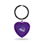 Wholesale Abilene Christian Colored Rhinestone Heart Keychain - Purple